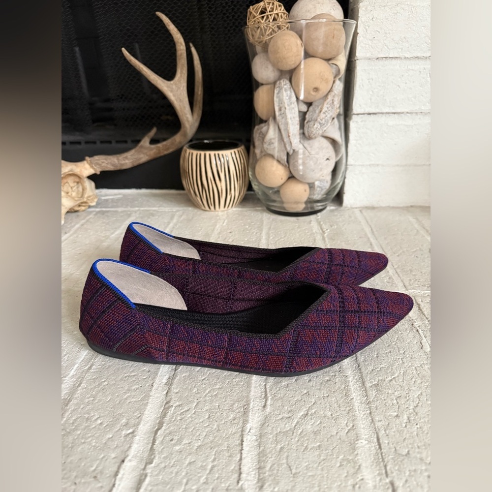Rothys Cranberry plaid pointy toe flats sz 9.5 - Picture 4 of 8